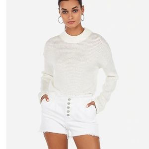 NWT - High Waisted White Button Fly Smocked Shorts